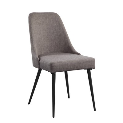 Set of 2 Fabric Side Chairs with Curved Back and Angled Metal Legs Gray - Benzara