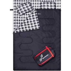 Sportneer Double Sleeping Bag - 2 Person Queen Size Sleeping Bag with 2 Pillows for Adults Kids in 3 Season Warm Cold Weather - 1 of 4