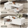 Modern Coffee Table, 41.34” Wooden Coffee Tables with Sliding Door, 2-Tier Open Shelf Storage Center Table for Living Room Home Office - 2 of 4