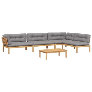 vidaXL 5-Piece Patio Pallet Sofa Set - Acacia Wood Modular Sectional with Cushions - Ideal for Gardens, Decks, Outdoor Lounges - 1 of 4
