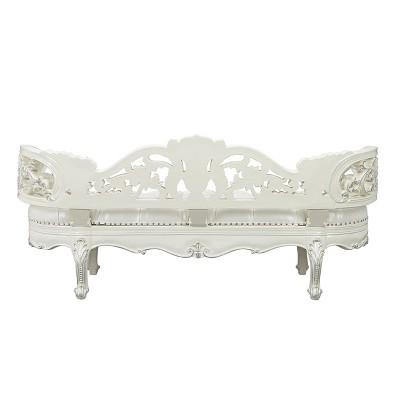 76" Antique White Rococo Style Bench with Storage