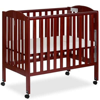 Cherry Pine 3-in-1 Portable Folding Crib with Locking Wheels