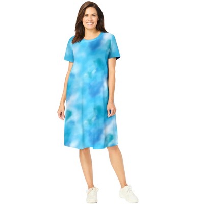 Woman Within Women's Plus Size Perfect Short-Sleeve Crewneck Tee Dress