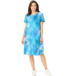 Woman Within Perfect Short-Sleeve Crewneck Tee Dress - 1 of 4