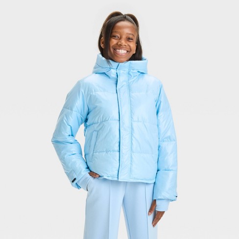 Girls Solid Puffer Jacket All In Motion Blue M Target