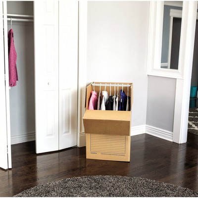 Kraft Corrugated Paper Wardrobe Storage Boxes with Handles, 20" x 20" x 34", 3-Pack