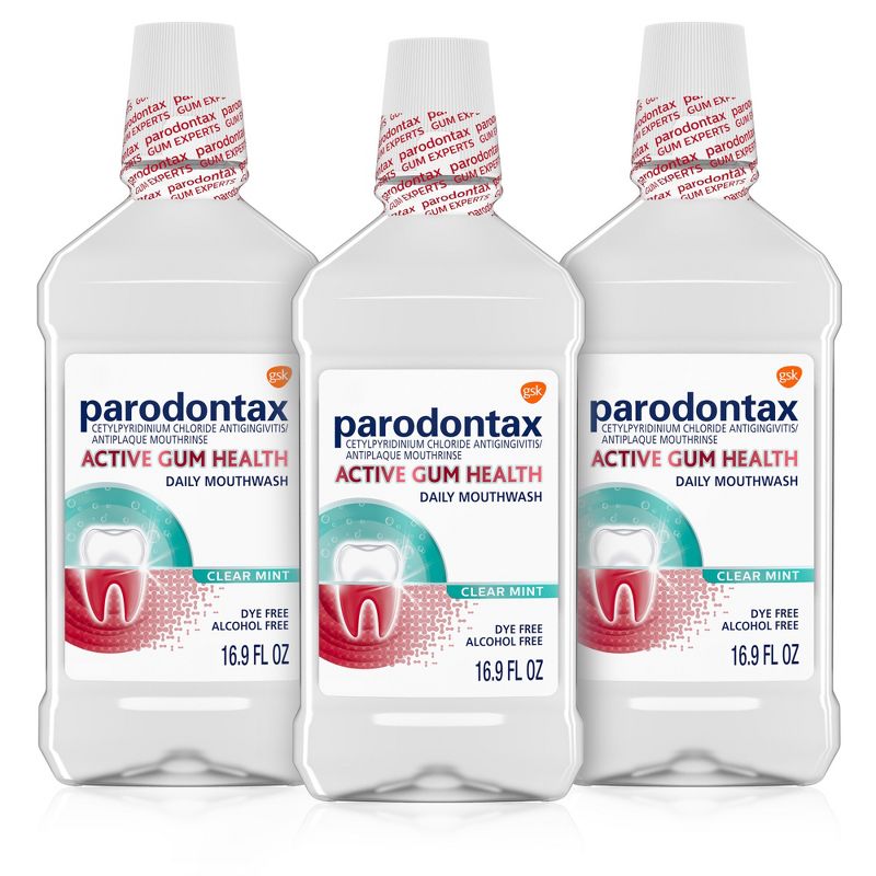 Parodontax 3x Active Gum Health Mouthwash - Clear Mint - 16.9 fl oz/3pk, 1 of 10