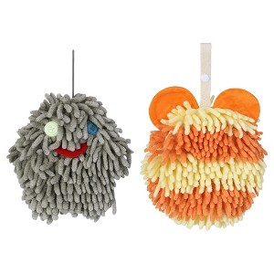 REGALWOVEN 2 Pack Chenille Hand Towels Cute Decorative Hand Drying Hanging Ball Towels 7" x 7" - 1 of 4