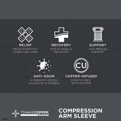 Black Compression Arm Sleeve with Copper Infusion, Large/Extra-Large