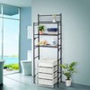 3 - Shelf Wire Freestanding Shelving Unit Over Toilet Storage Organizer Rack Bathroom Space Saver Includes 4 - Hooks Black - 3 of 4