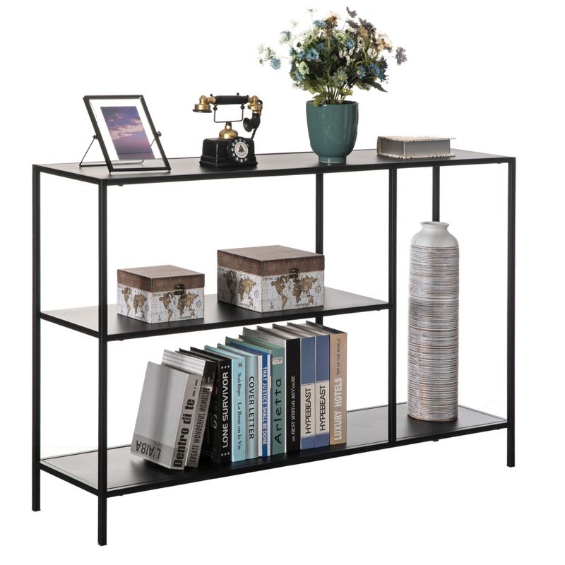 Fabulaxe Modern Display Metal Console Table with Open Shelfs, for Dining, Entryway and Hallway, Black, 5 of 9