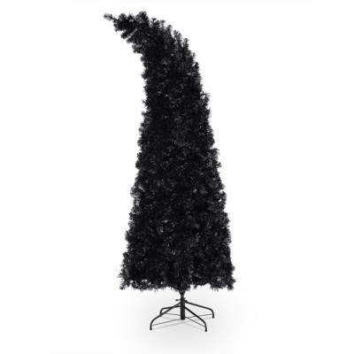 GlasFlength Artificial Trees Premium Wizard Hat Shaped Christmas Tree Fashion Cute Design for Holiday Decoration, Black, 10.5"*10.5"*41.5"