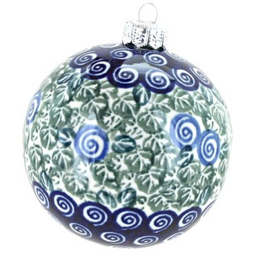 Blue Rose Polish Pottery Seaside Swirl Christmas Ornament