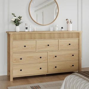 6/7 Drawer Dresser w/ Fluted Design, Wood Chest of Drawers, TV Stand Organizer for Bedroom - 1 of 4