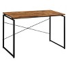 GlasFlength Desks Metal Frame Rustic Computer Desk Gaming Desk Home Office Desk Simple Design for Small Spaces, Brown, 47.5"*22.5"*28.5" - 2 of 4