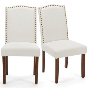 MyDepot 2 Piece Living Room Chairs Upholstered Leather Dining Room Trim with Wood Legs - 1 of 4