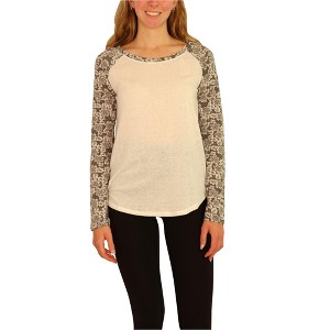Aeropostale Womens Floral Raglan Graphic T-Shirt, Off-White, Small - 1 of 4