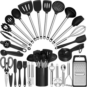 Itopfox 34-Piece Silicone Kitchen Utensil Set for Nonstick Cookware with Stainless Steel Handles, Includes Spatulas, Spoons, Tongs & More - 1 of 4