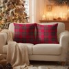 Set of 2 Christmas Throw Pillow Covers 18x18 Inch Soft Decorative Red Plaid Cushion Covers - 3 of 4