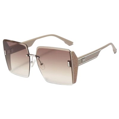 Anna-Kaci Oversized Square Shield Sunglasses with Rimless Lens Design and Wide Temples