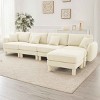L-Shape Sectional Sofa with Ottoman, 4-Seater Sofa with Armrests and Cylindrical Legs, Boucle Fabric Couch with Cushion-Coolbibila - 2 of 4