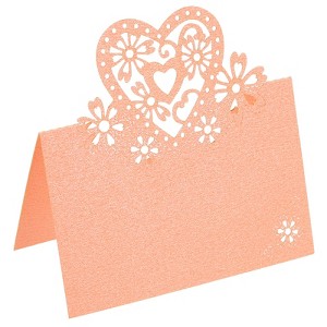 Unique Bargains Hollow Heart Shape Cut Design Favor Decor Table Name Place Cards 50 Pcs - 1 of 4