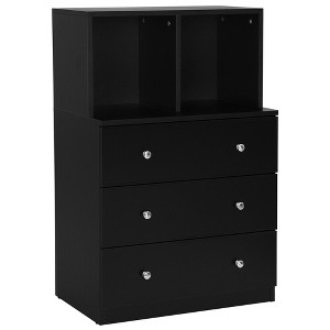 Costway 3 Drawer Dresser W/ Cubbies Storage Chest for Bedroom Living Room White/Black/Grey - 1 of 4