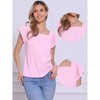 INSPIRE CHIC Women's Summer Square Neck Gingham Cap Sleeve Blouses - 2 of 4