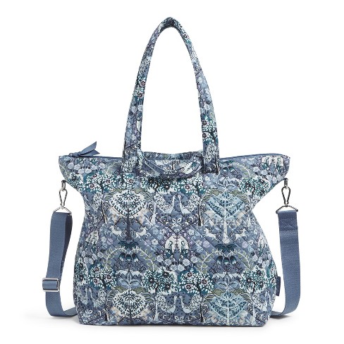 Vera Bradley Women's Cotton Slouchy Tote Bag Enchantment Blue : Target
