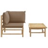 vidaXL 2 Piece Patio Lounge Set with Taupe Cushions Bamboo - 3 of 4