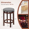 Costway Set of 2 Upholstered Swivel Round Bar Stools 26'' Wooden Pub Kitchen Chairs Gray - 3 of 4
