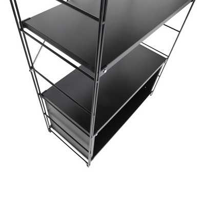 Brentwood Black 4-Shelf Etagere Bookcase with Steel Frame