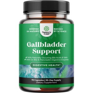 Gallbladder Support Capsule, Pure Ox Bile Salts, Pancreatin & Chanca Piedra for Gut Cleanse, Detox & Repair, Spearmint Flavor, Nature's Craft, 90ct - 1 of 4