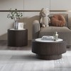 Set of 2 Coffee Table Round Cocktail Table Center Table End Table Accent Table Sofa Side Table, Dark Brown - ModernLuxe - 2 of 4