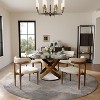 POVISON Mid-Century Modern Leather Dining Chairs Set of 2, Beige & Bronze Leather Side Table, Fully Assembled - 2 of 4