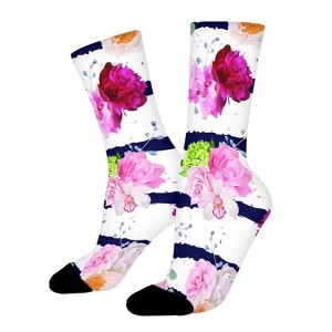 Rose Peony Hydrangea Camellia Women Printed Crew Socks Funny Funky Socks Soft Polyester Novelty Gifts for Artists Men - 1 of 1
