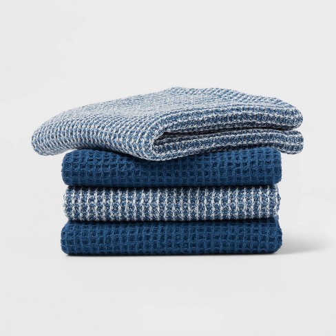 4pk Cotton Waffle Dishcloths Blue - Threshold™ : Target