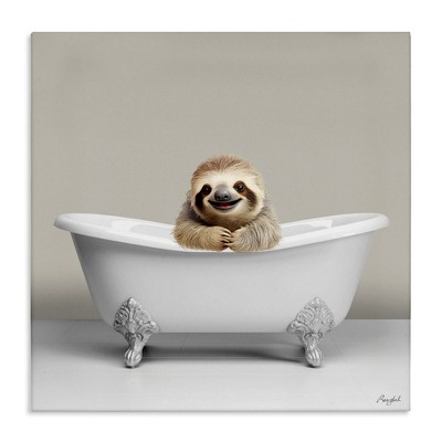 Stupell Industries Happy Sloth in Bathtub, 17" x 17"