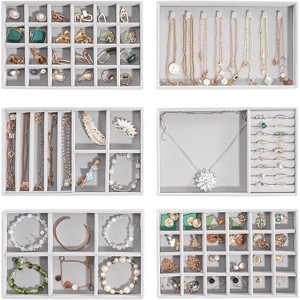4-Layer Stackable Jewelry Organizer with Removable Dividers, Grey Drawer Insert Storage for Earrings & Necklaces - 1 of 4