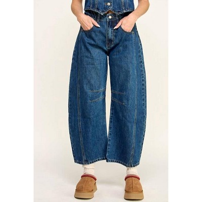 Women's Mid Rise Barrel Jeans - Miss Love