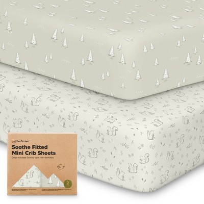 KeaBabies Mini Crib Sheets for Baby Girls, Boys, 2-Pack Soothe Pack and Play Sheets Fitted, Organic Pack N Play Mattress Sheet
