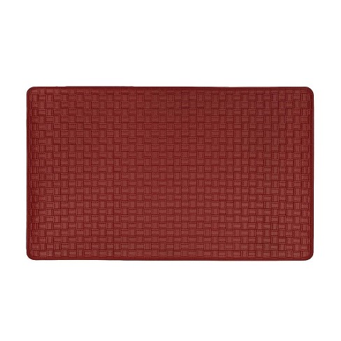 Kate Aurora Heavy Duty Embossed Non Slip Memory Foam Kitchen Mats - 39in W  x 20in L, Red