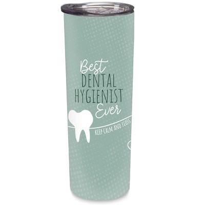 Elanze Designs Best Dental Hygienist Spearmint Crosshatch 20 ounce Stainless Steel Travel Tumbler