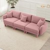 3‑Seater Boucle Sofa Couch with 3 Pillows, Upholstered Sofa with Wooden Frame, Minimalist Polyester Fabric Living Room Sofa-Koiai - 3 of 4