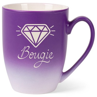 100 North Sparkling Diamond 10 Ounce Purple and White Two Toned Ombre, Comfortably Fits Your Hands, Ceramic Tea Coffee Cup Mug, Bougie