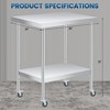Stainless Steel Table with Wheels - Metal Work Table with Adjustable Undershelf, 2 Tiers Utility Tables Food Prep Worktable Rolling Cart - 3 of 4