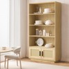 5 Tier Bookshelf, Boho Bookcase with Rattan Doors - 4 of 4