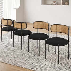 PAGED Dining Chairs Set of 2 Modern Living Room Chair with Rattan Back and Metal Legs, Upholstered Accent Chair for Kitchen, Dining Room - 1 of 4