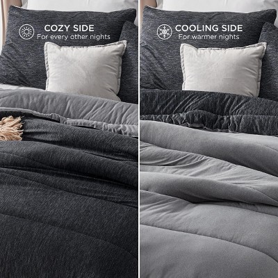 Bedsure 3-Piece Cooling & Warm Reversible Bed Set – Soft & Breathable Bedding for All Seasons, Charcoal Black, King Size (102"x90") — фото 4