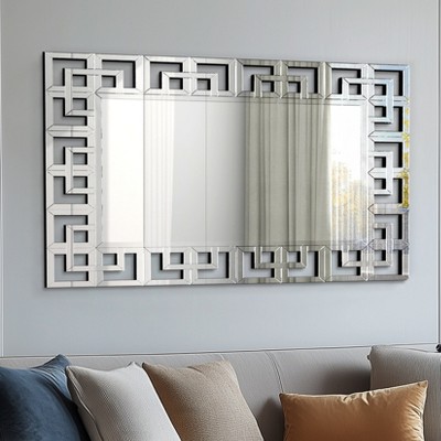 1.2m Oversized Silver Grecian Venetian Mirror Accent Mirror w Beveled Glass Edge